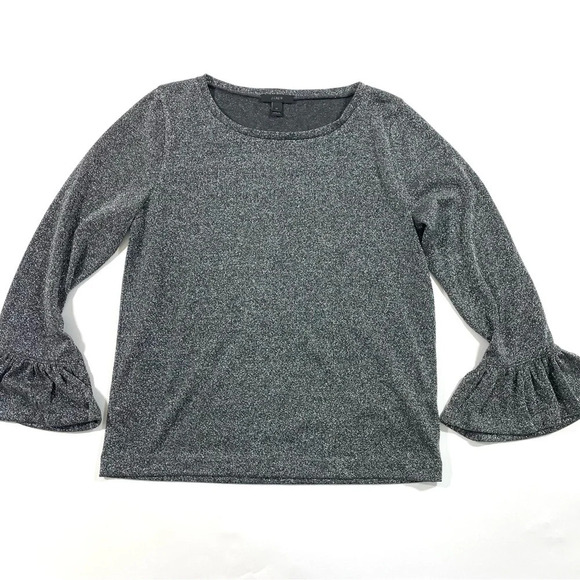 J Crew Sparkle Bell Sleeve Top Metallic - Picture 3 of 9